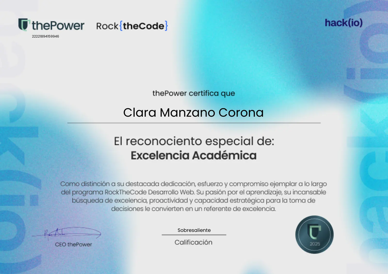 Certificado de excelencia académica
